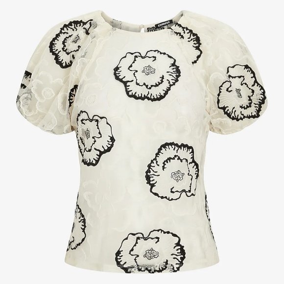 Express Floral Embroidered Lace Top, XS - Picture 1 of 9